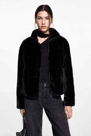 faux fur jas zwart