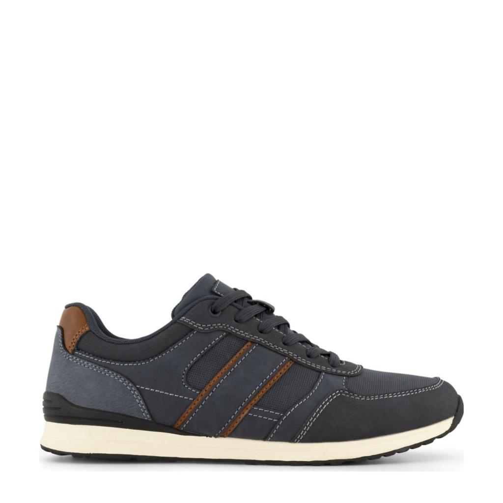 Donkerblauwe heren Memphis One sneakers van textiel/imitatie leer/synthetisch met veters