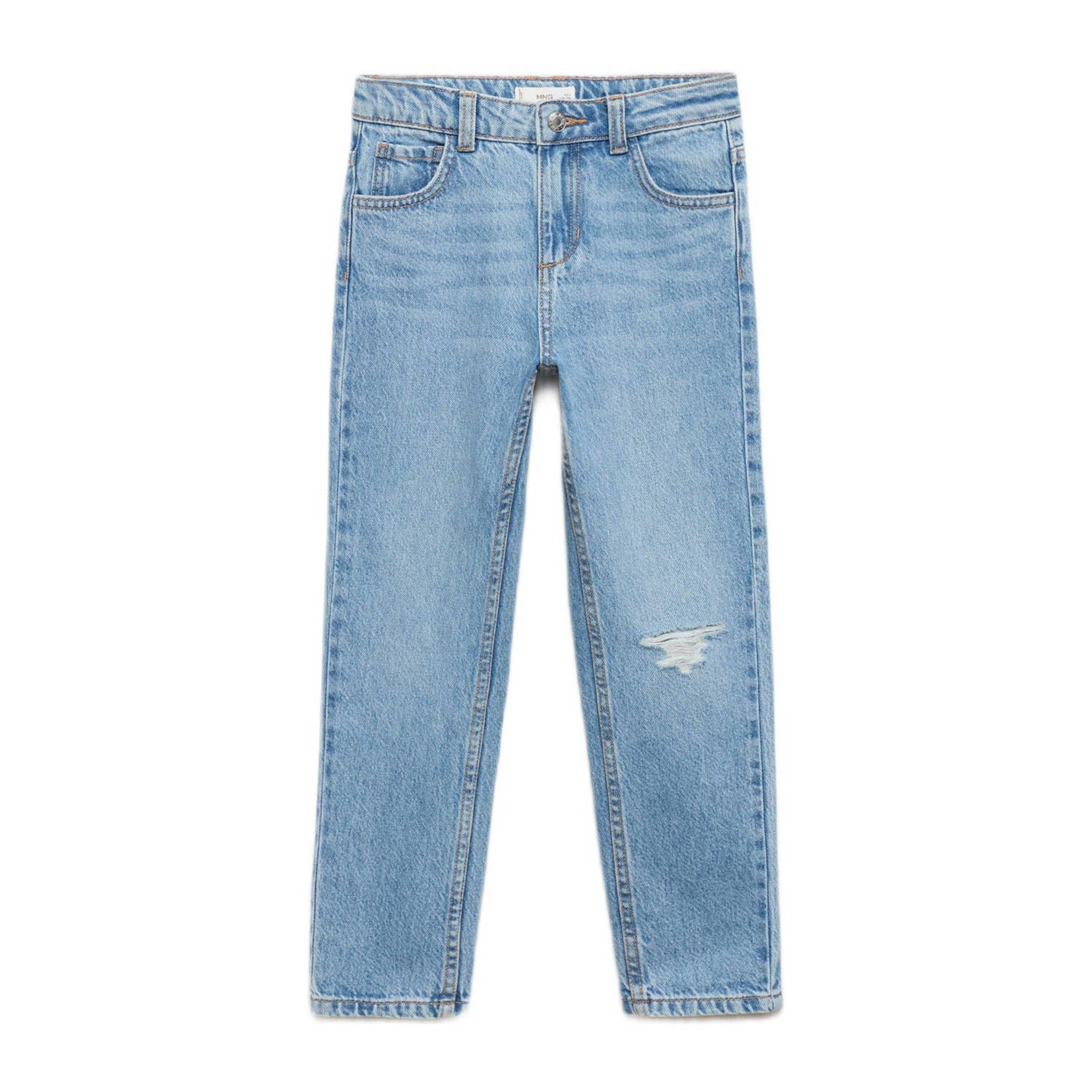 Mango Kids regular waist mom jeans middenblauw