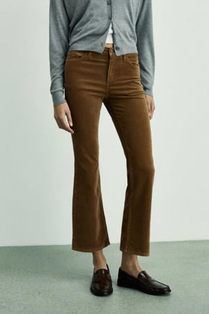 flared regular waist cropped broek bruin