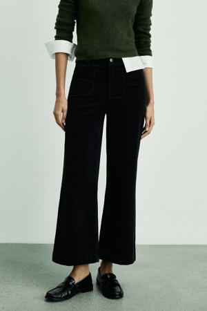 wide leg high waist broek zwart