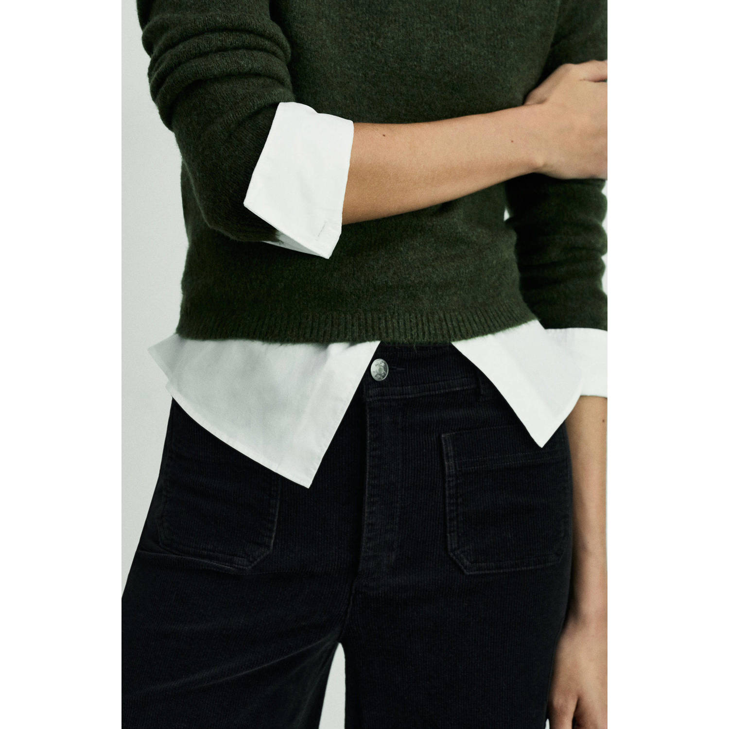 Mango wide leg high waist broek zwart