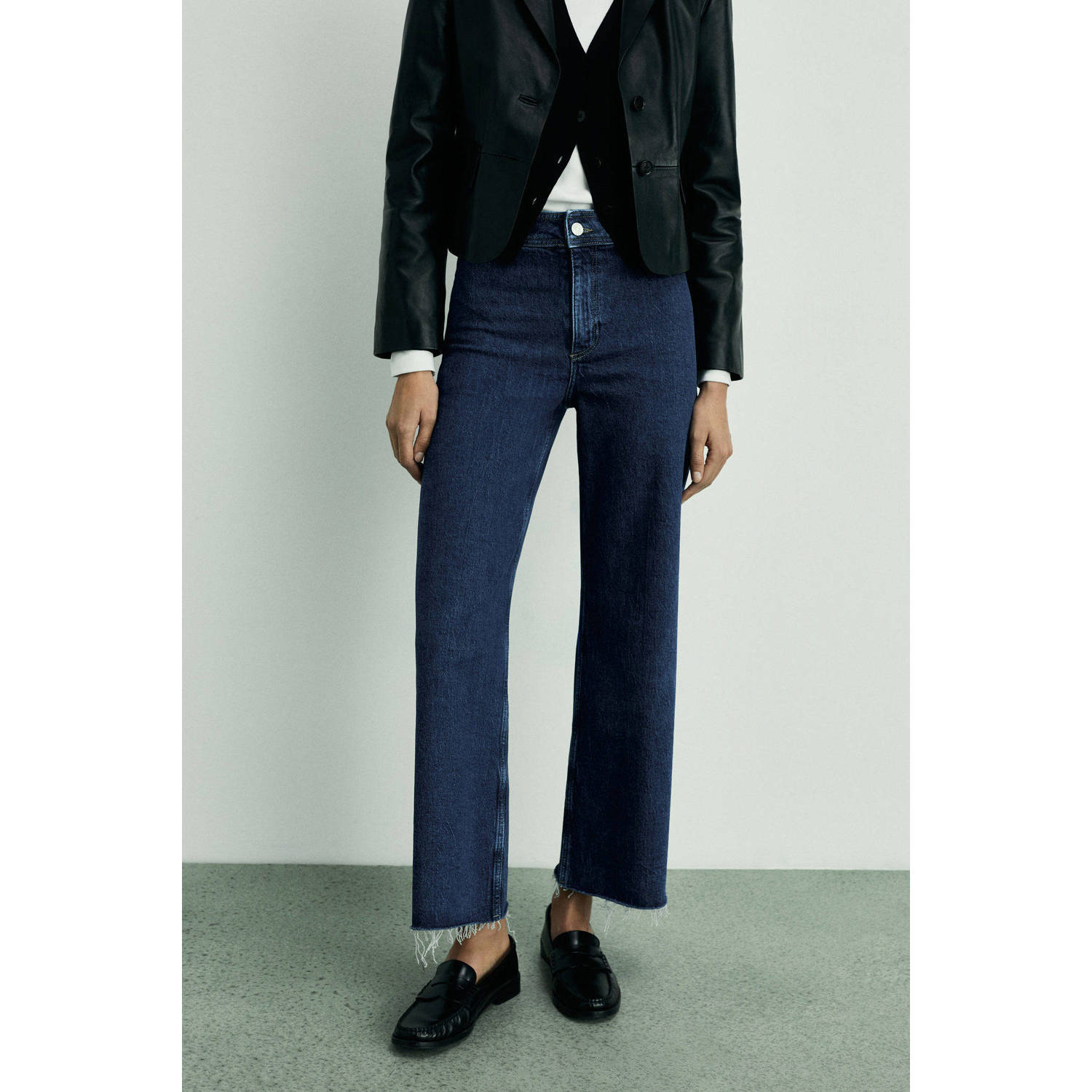Mango high waist dark blue denim