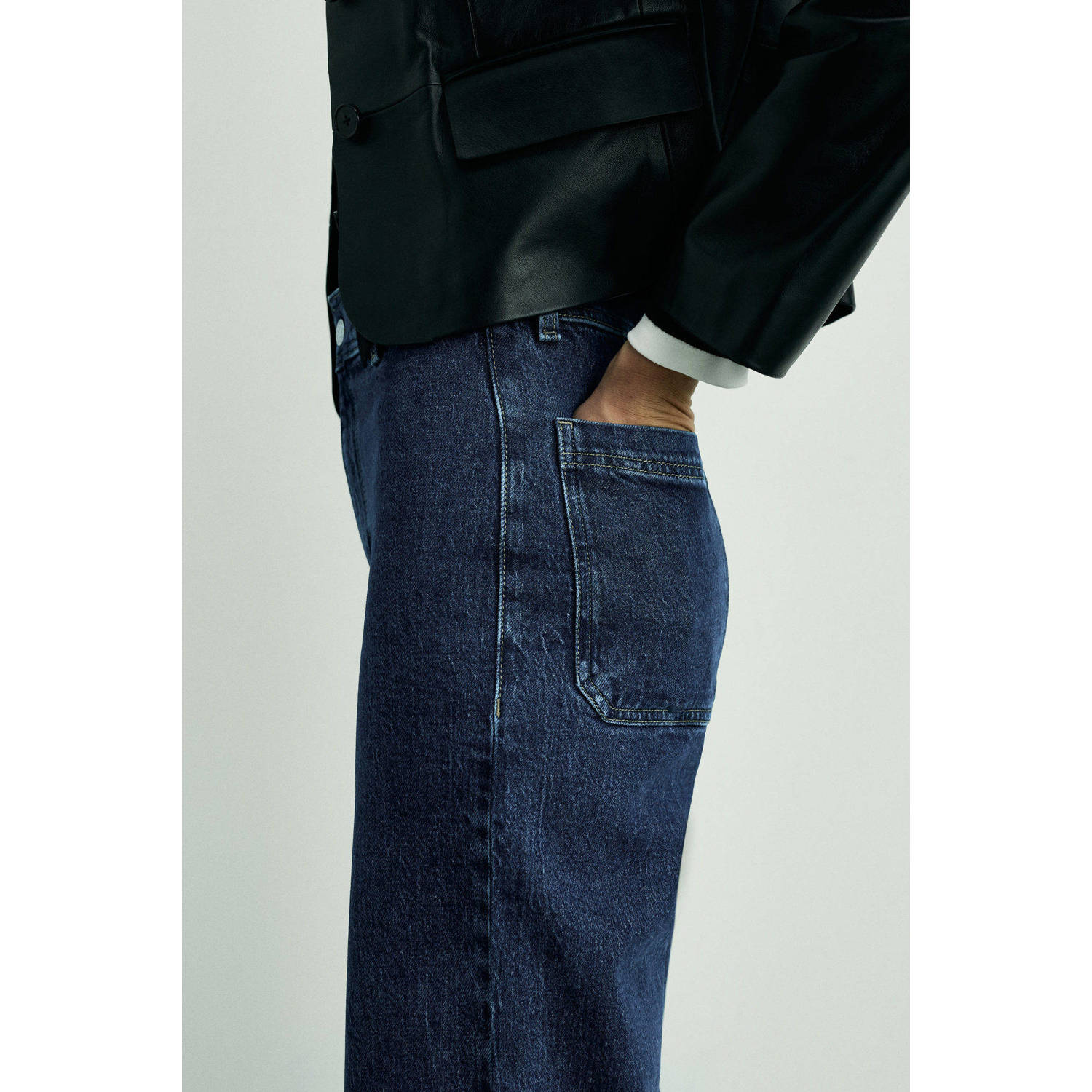 Mango high waist dark blue denim