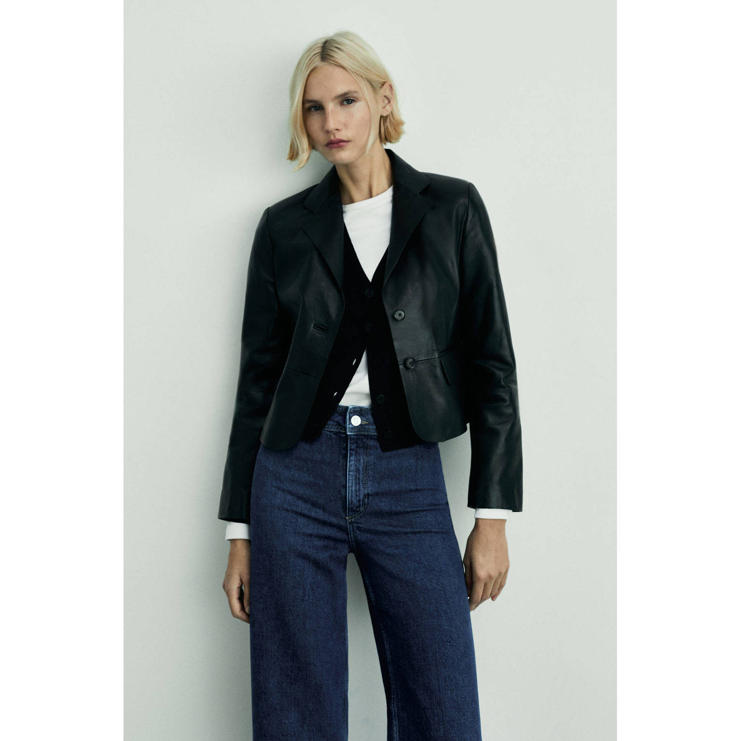Mango high waist dark blue denim