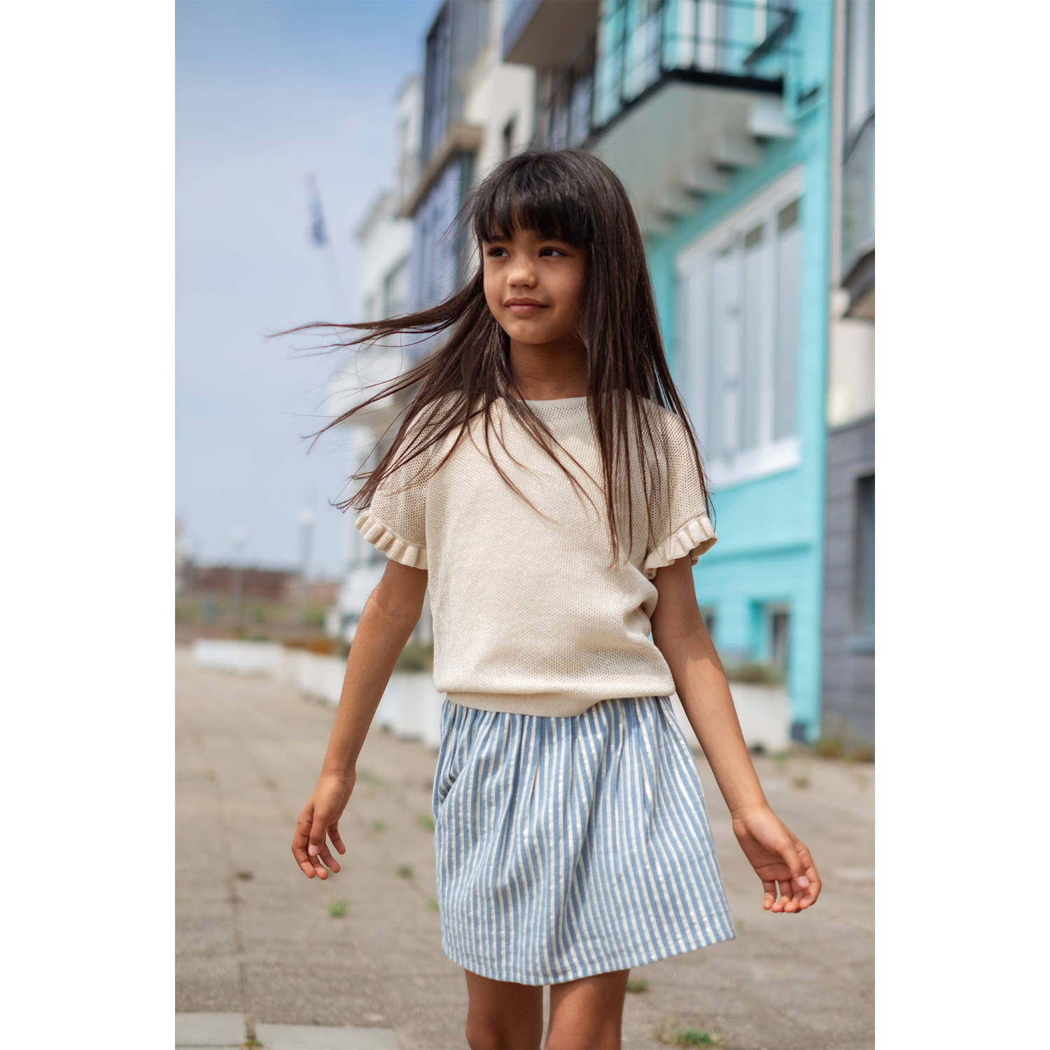 Like Flo midi rok blauw