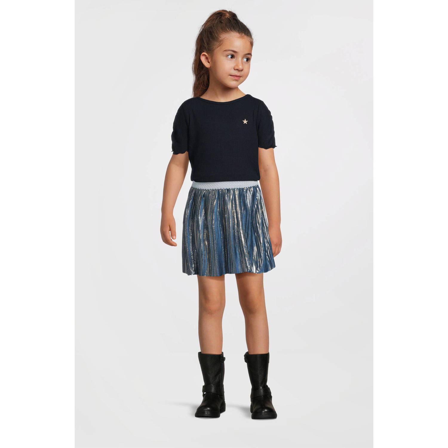 Like Flo midi jurk donkerblauw