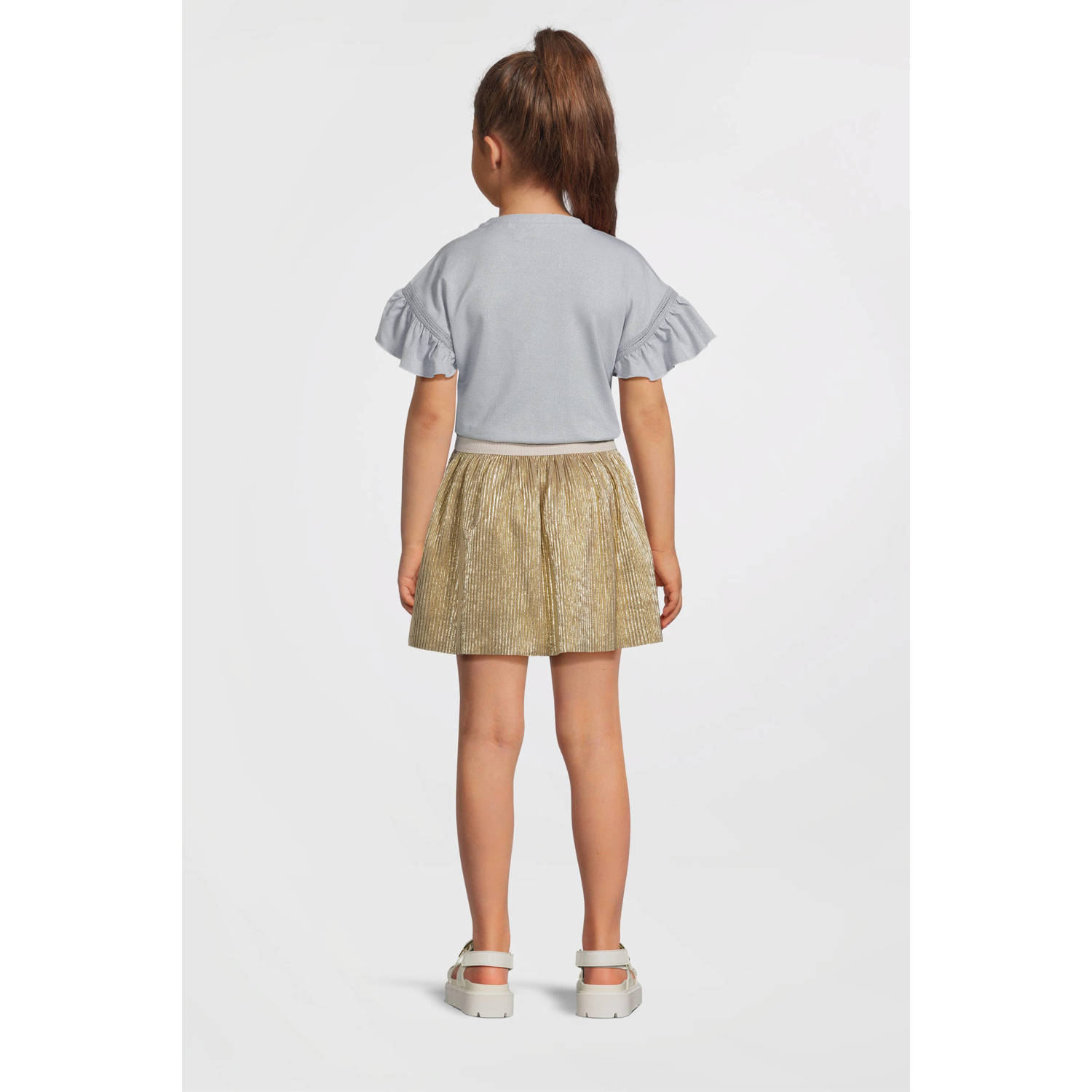 Like Flo midi jurk met glitter lichtblauw