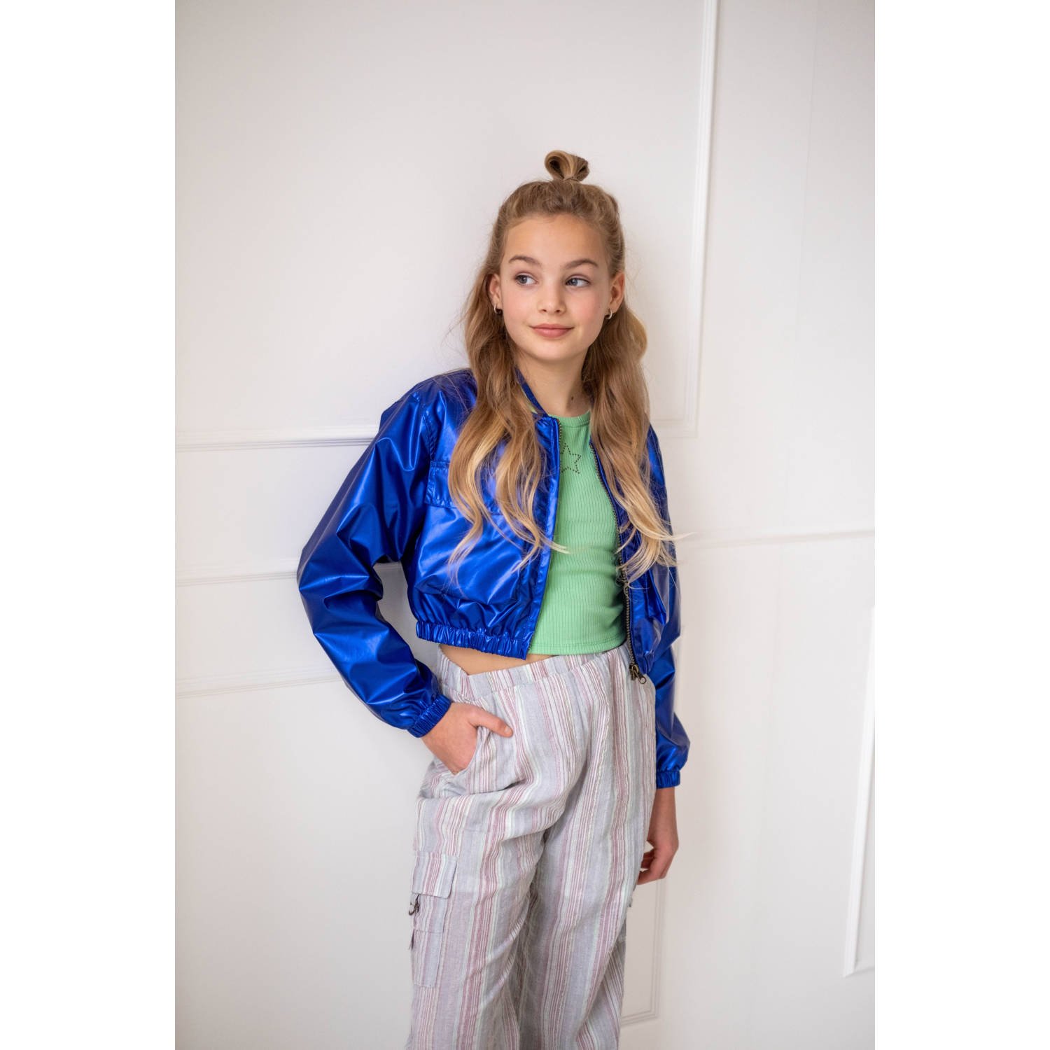 Like Flo Young mouwloze top groen