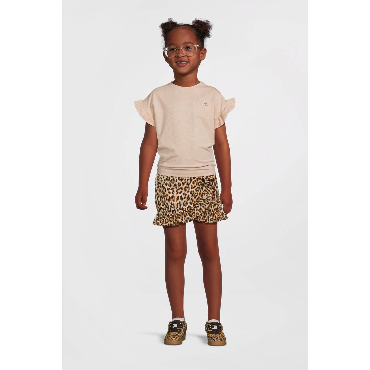 Like Flo T-shirt beige met glitter