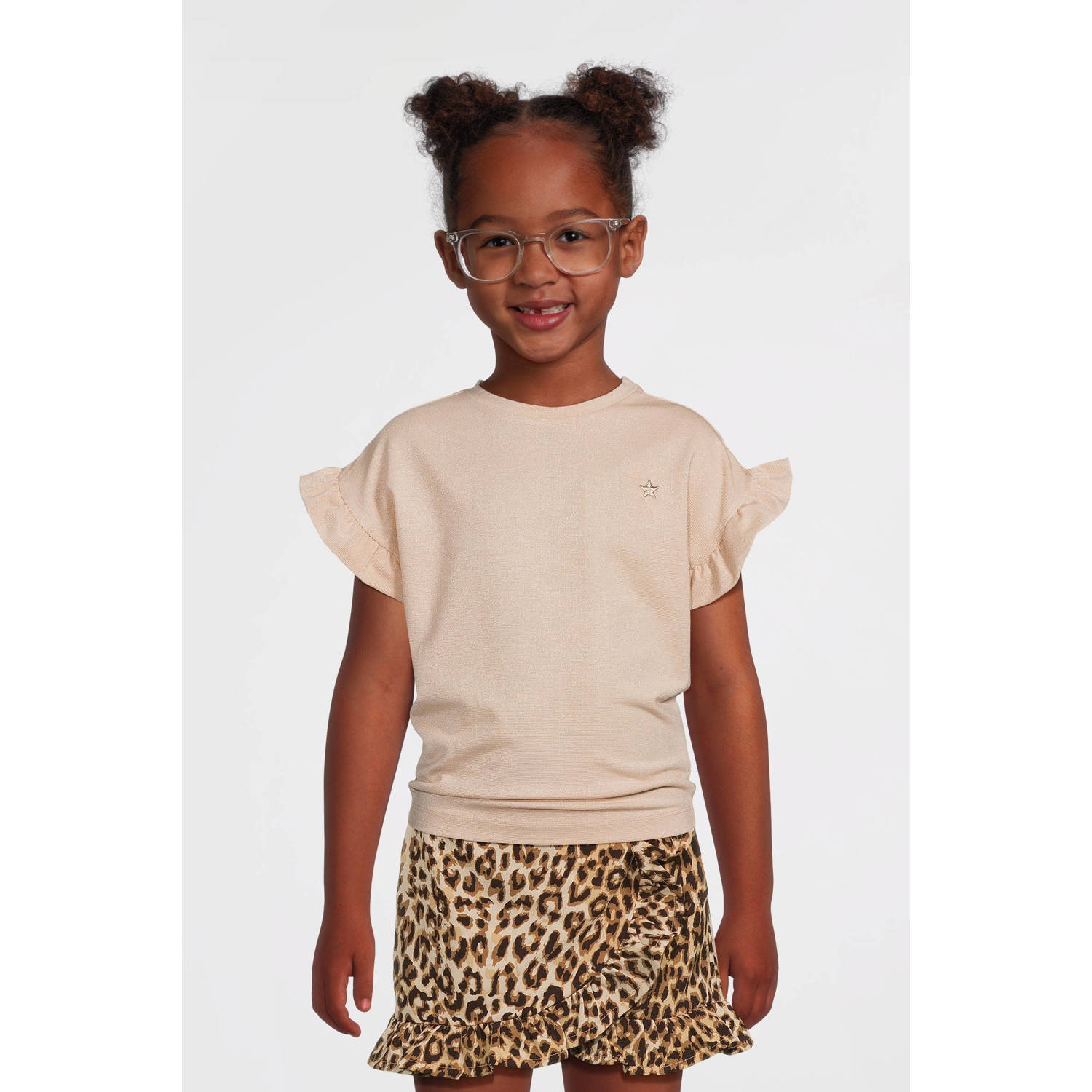 Like Flo T-shirt beige met glitter