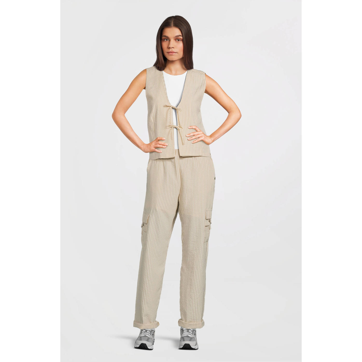 Like Flo Young straight cargo broek crème
