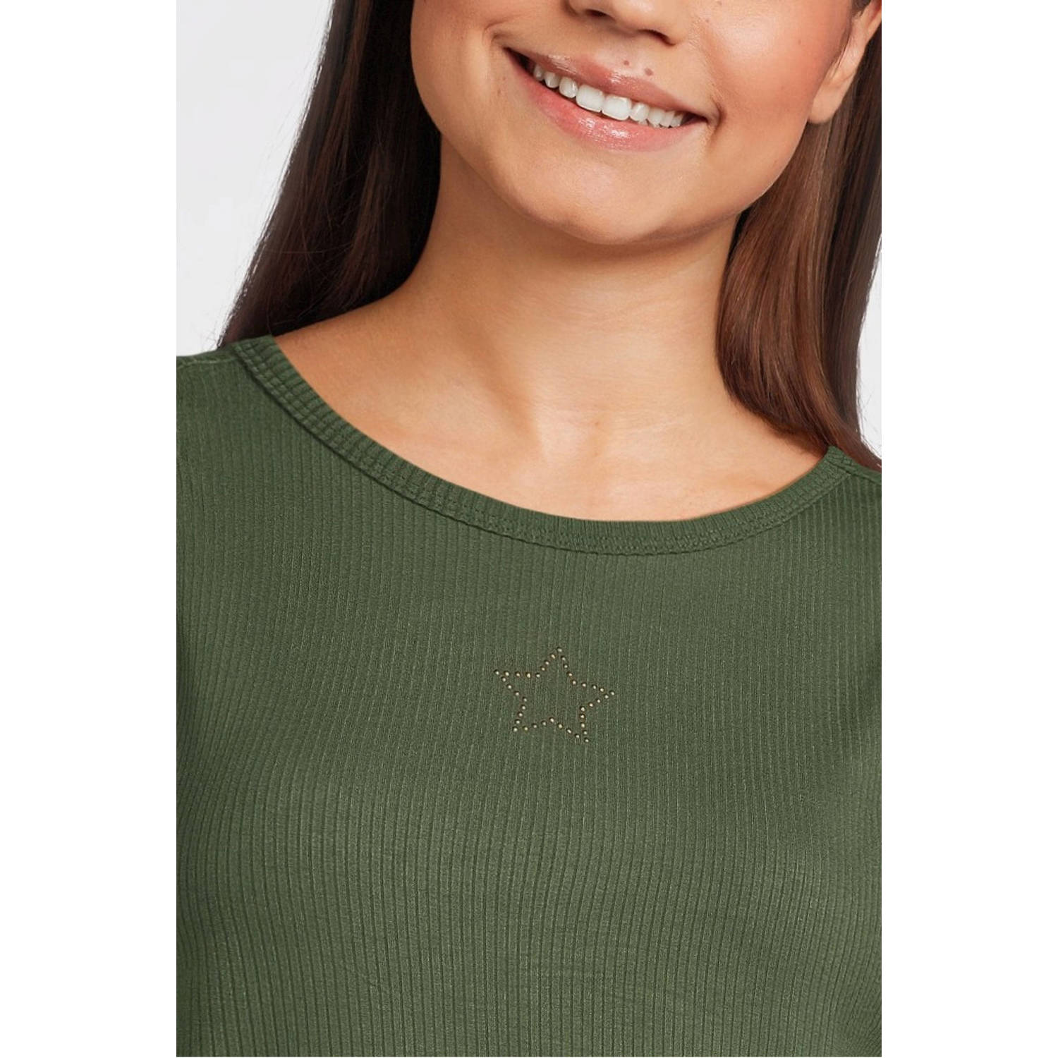 Like Flo Young mouwloze top groen