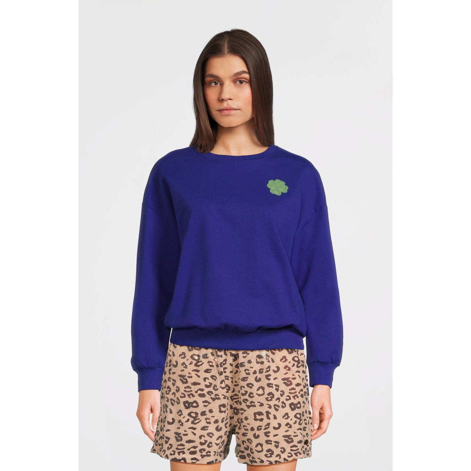 Like Flo Young sweater blauw met pailletten