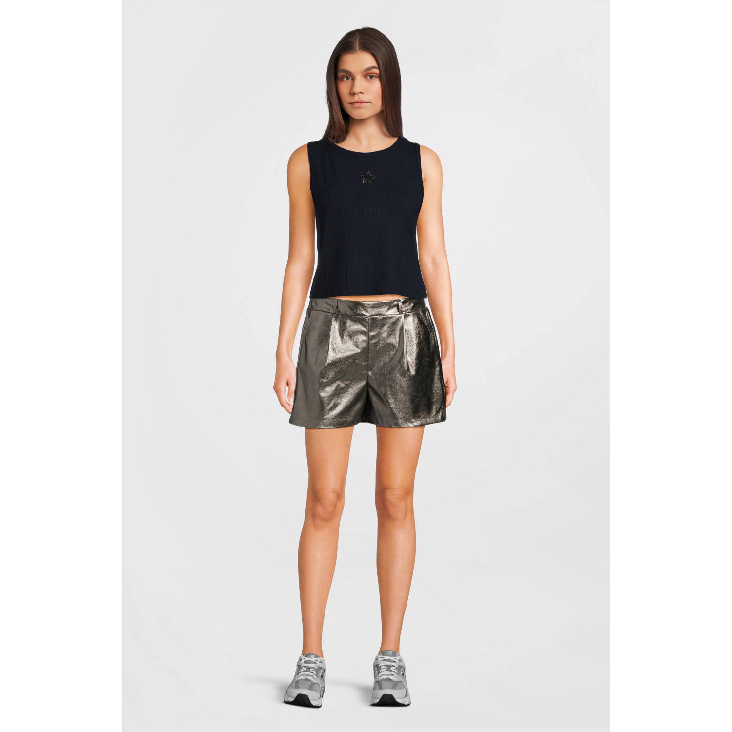 Like Flo Young mouwloze top donkerblauw