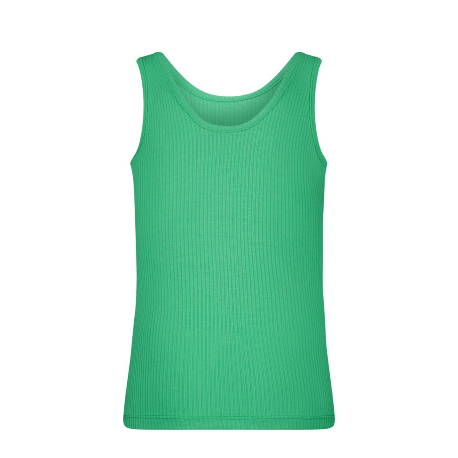 Like Flo mouwloze top groen rib gebreid