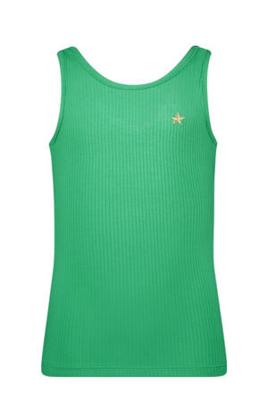 mouwloze top groen rib gebreid