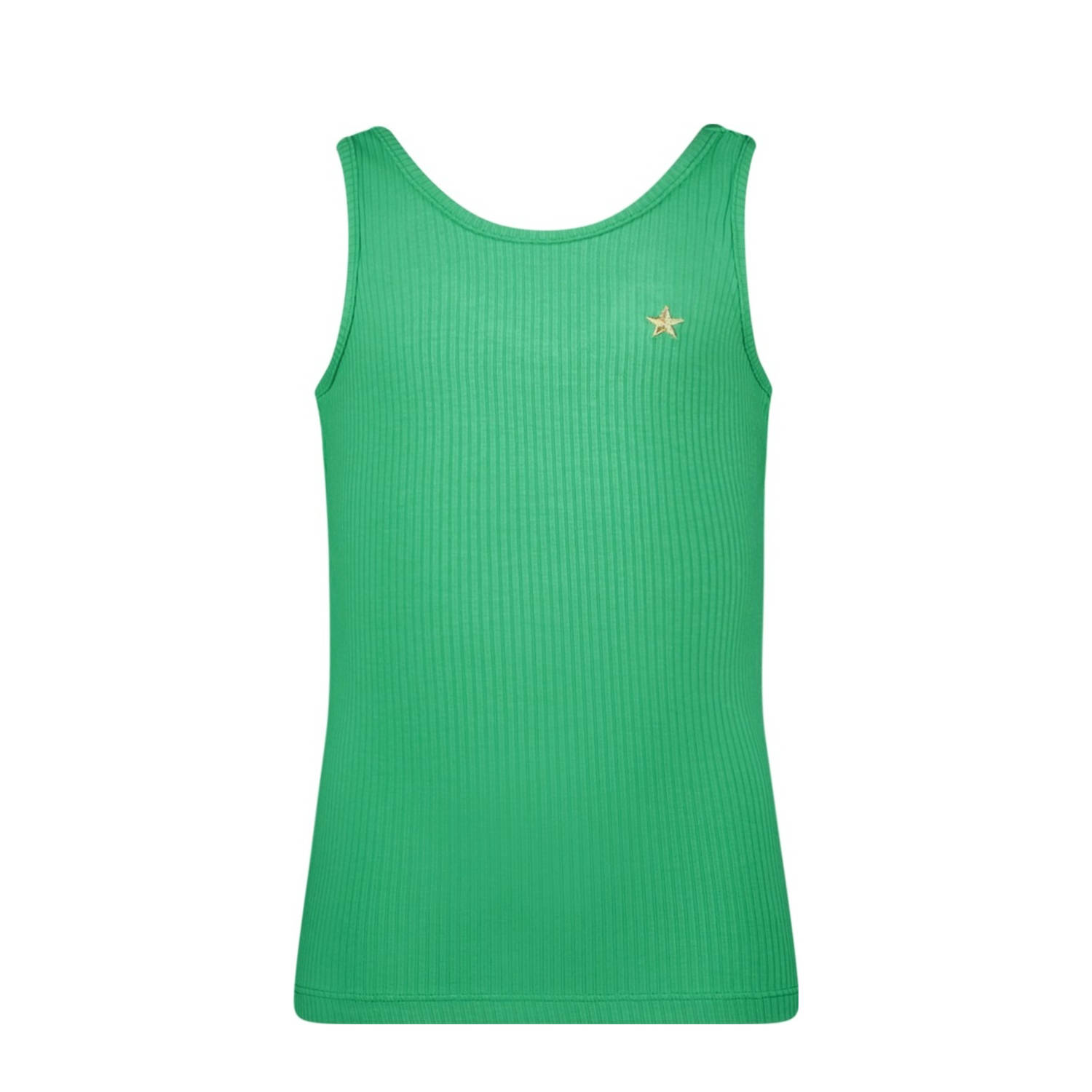 Like Flo mouwloze top groen rib gebreid