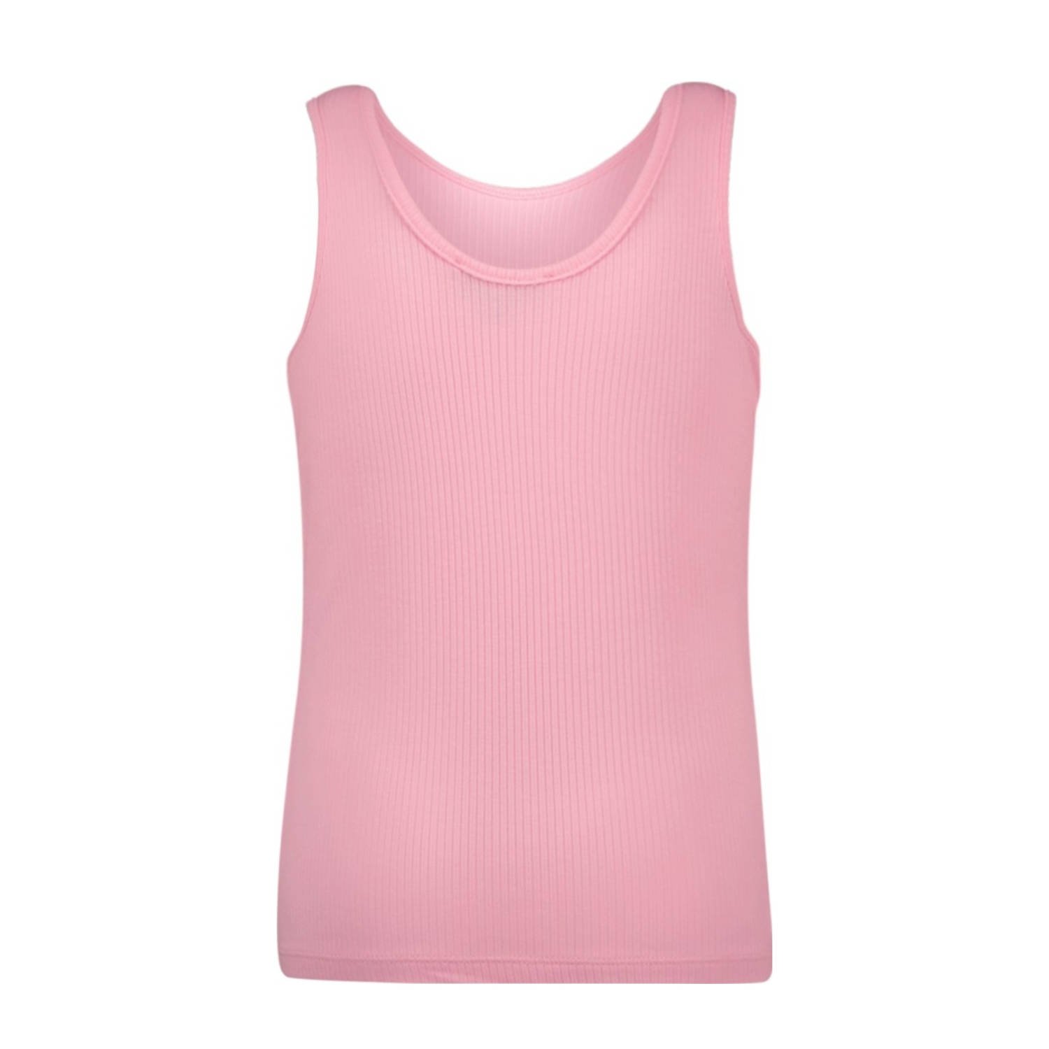 Like Flo mouwloze top roze rib gebreid