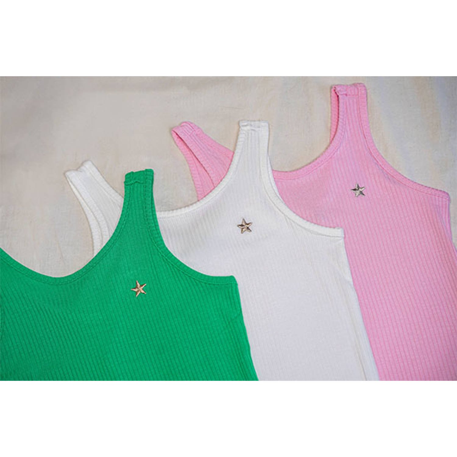 Like Flo mouwloze top roze rib gebreid