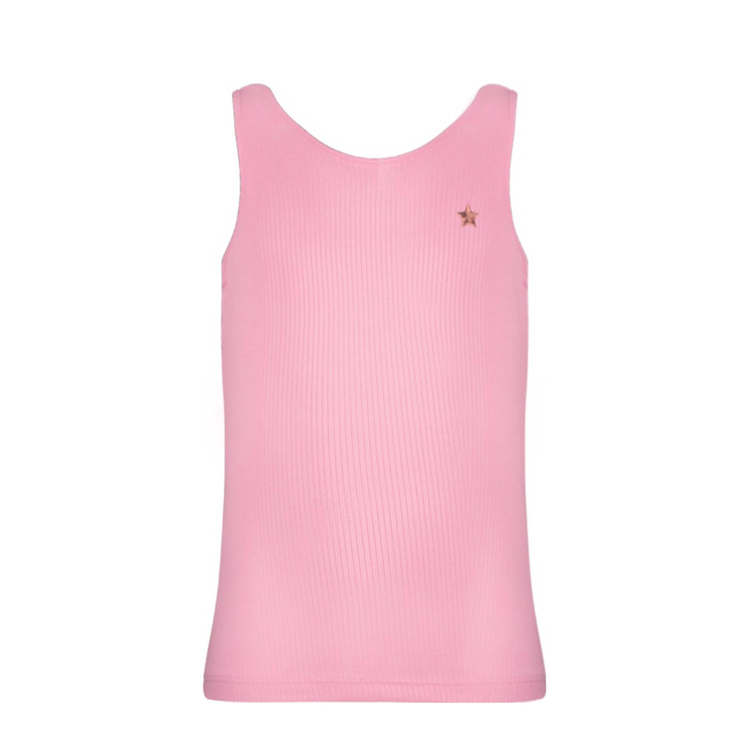 Like Flo mouwloze top roze rib gebreid