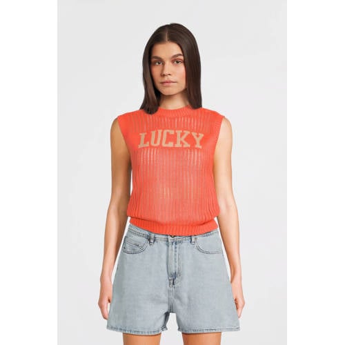 Like Flo Young mouwloze top oranje gebreid afbeelding