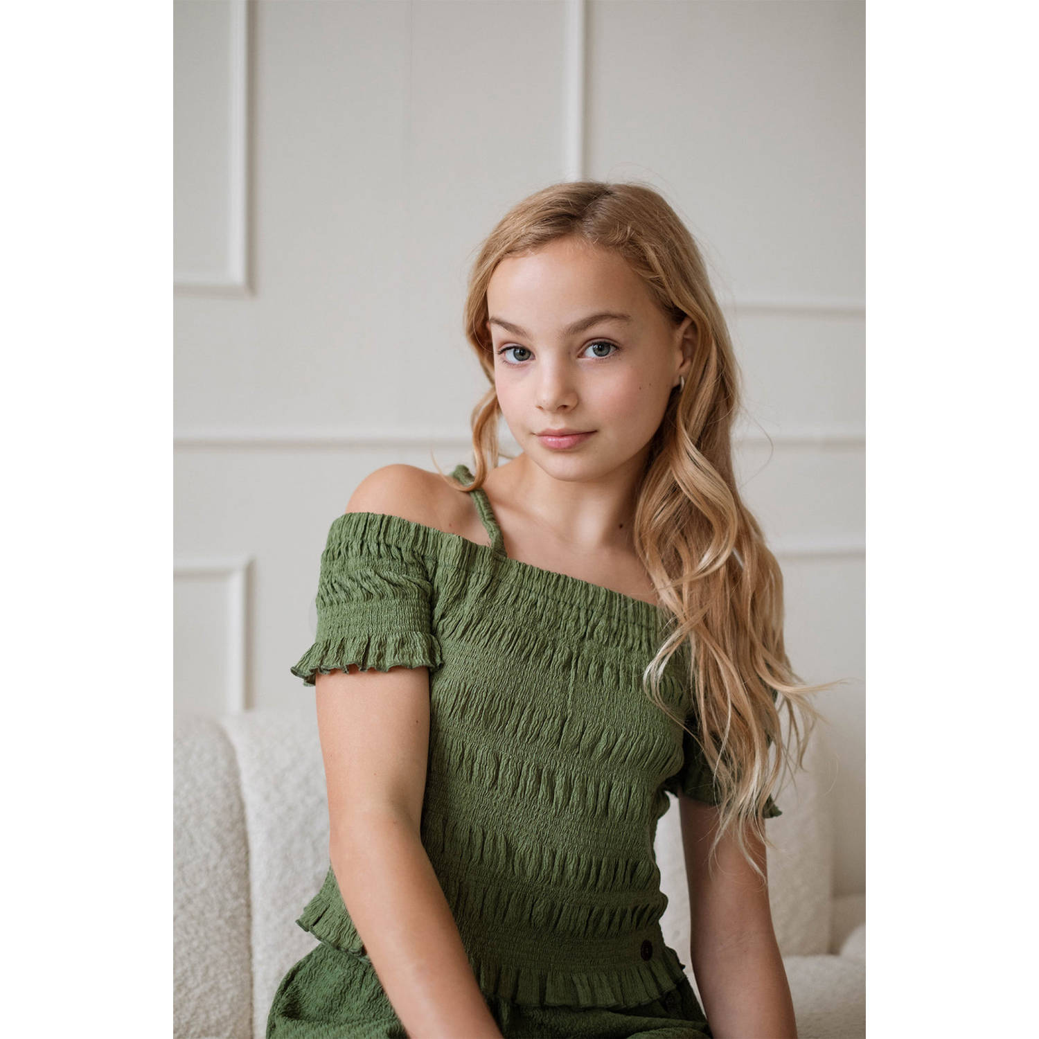 Like Flo Young off shoulder top groen