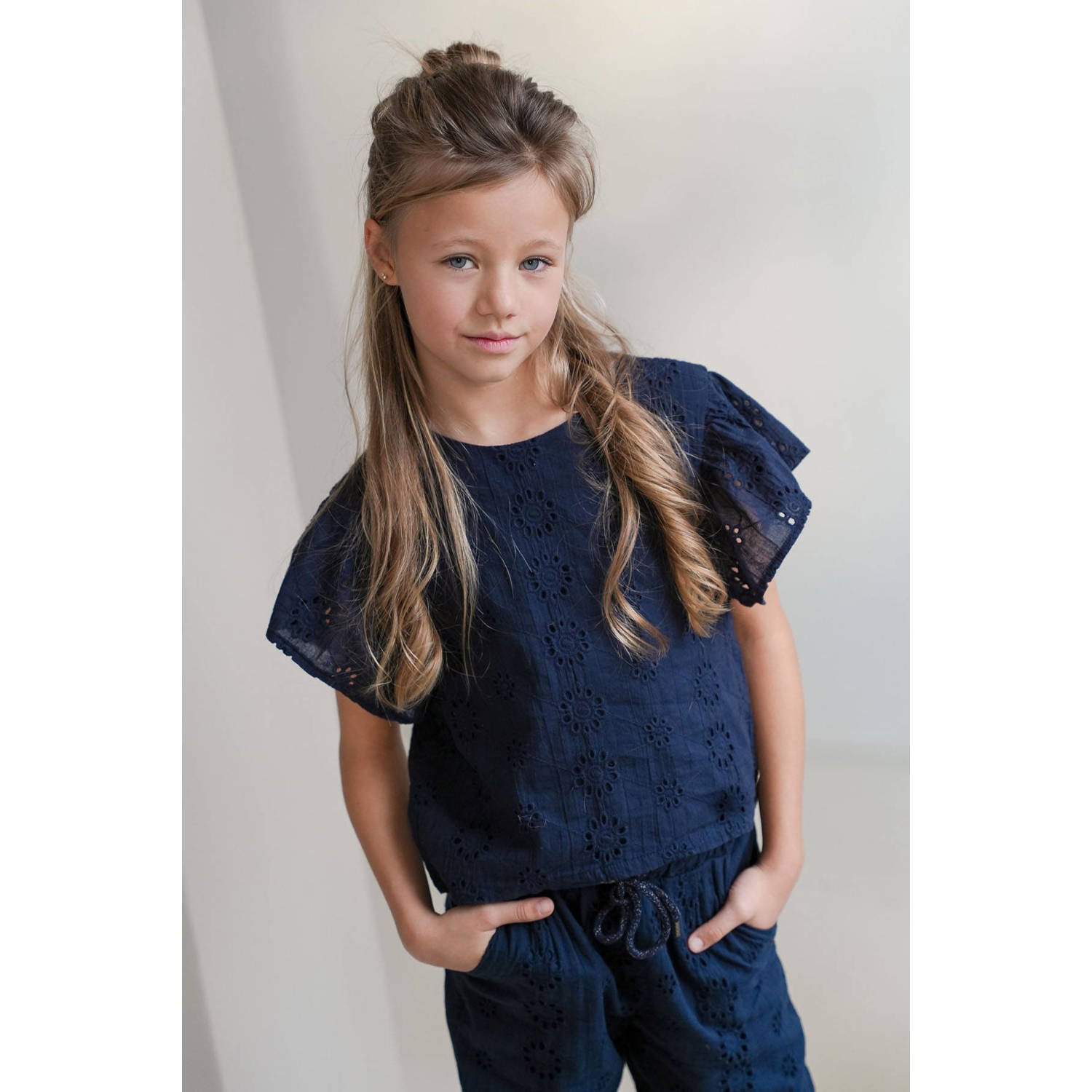 Like Flo blousetop donkerblauw broderie