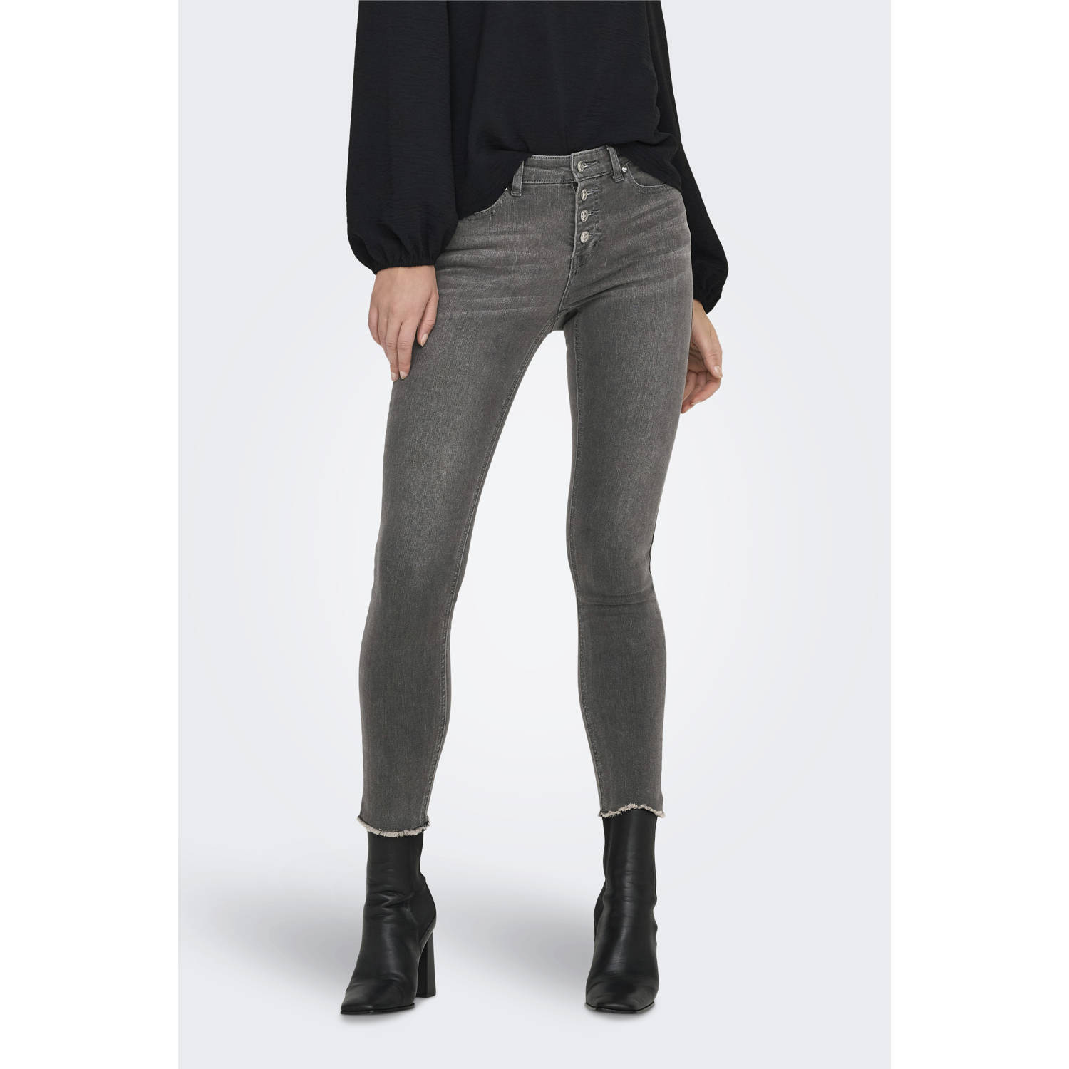 Only Skinny fit jeans ONLMIA MID WAIST BUTTON SK RW ANK BOX