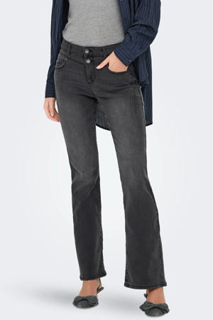 regular waist flared jeans black denim