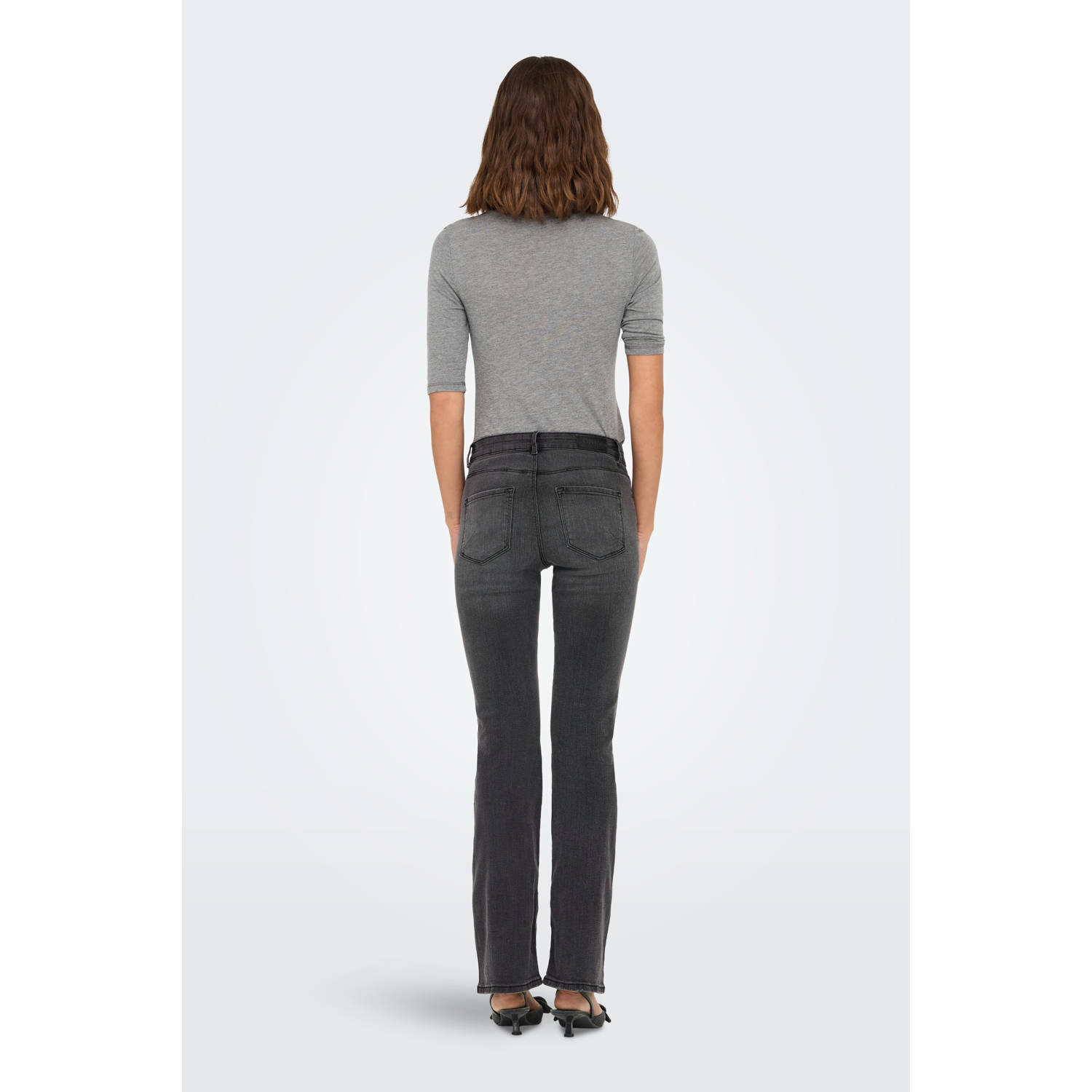 ONLY regular waist flared jeans black denim