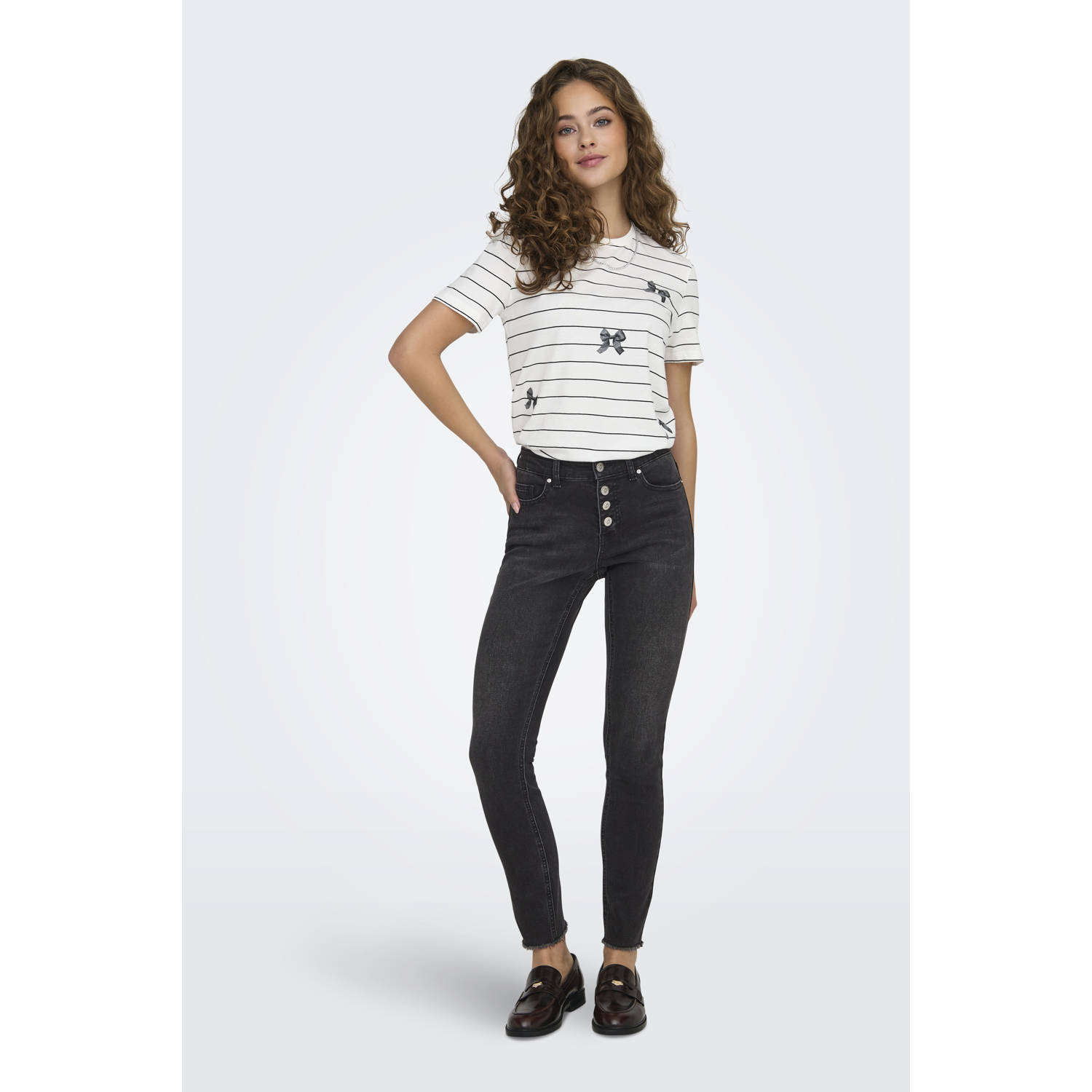 ONLY regular waist skinny jeans black denim