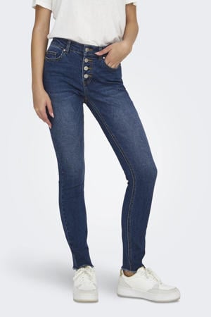 regular waist skinny jeans dark blue denim