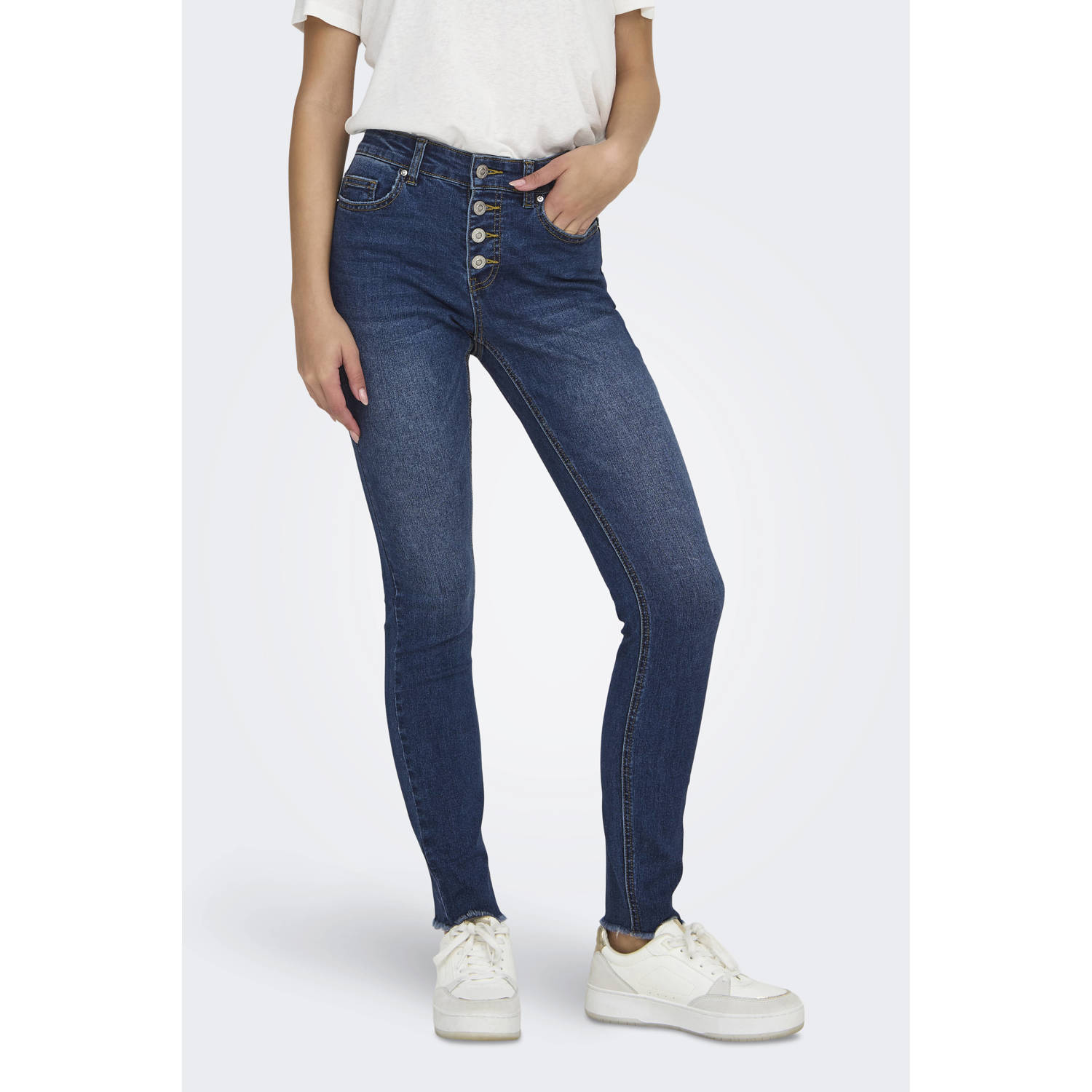 Only Skinny fit jeans ONLMIA MID WAIST BUTTON SK RW ANK BOX