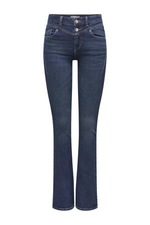 regular waist flared jeans dark blue denim