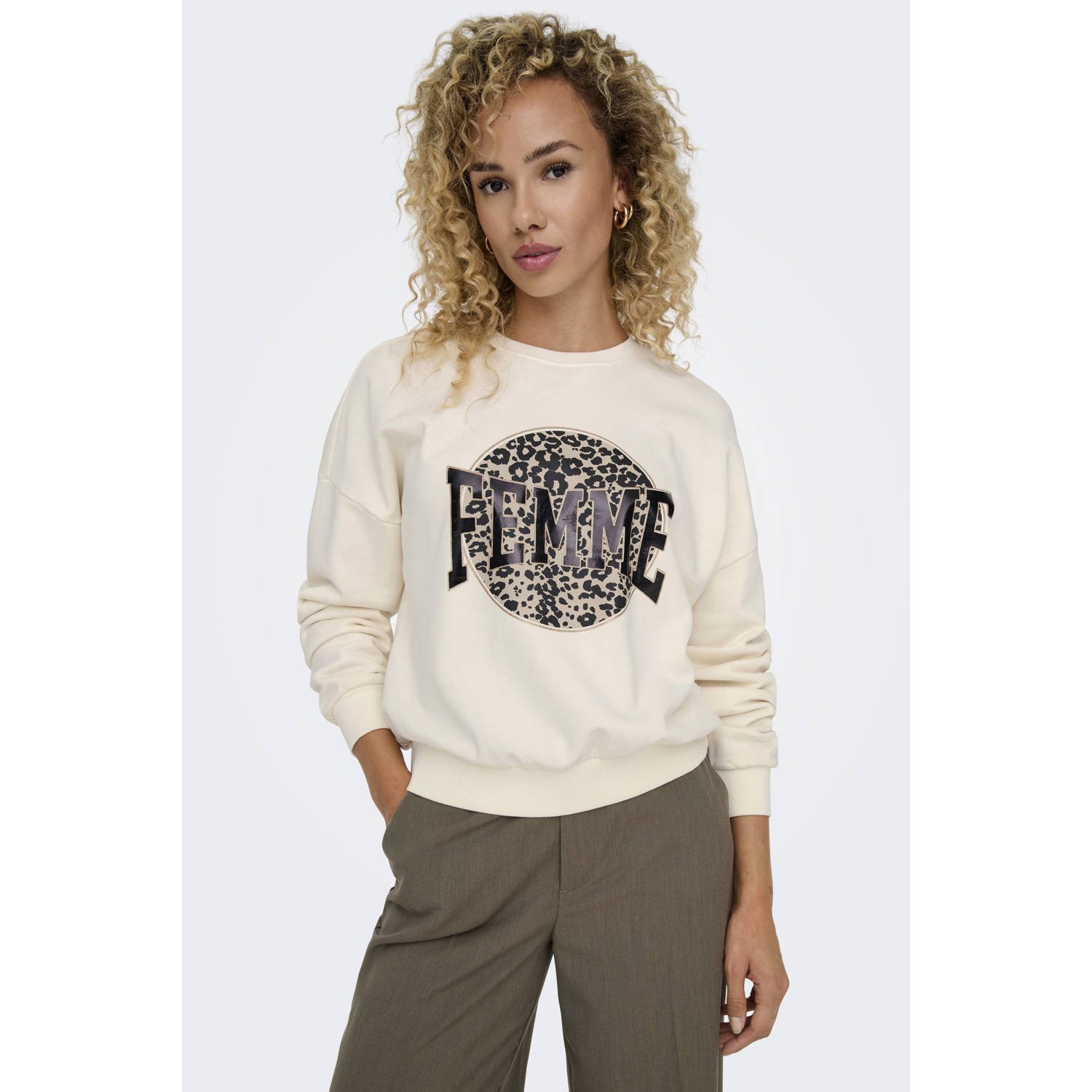 Only Luipaardprint Sweatshirt met Lange Mouwen Beige Dames