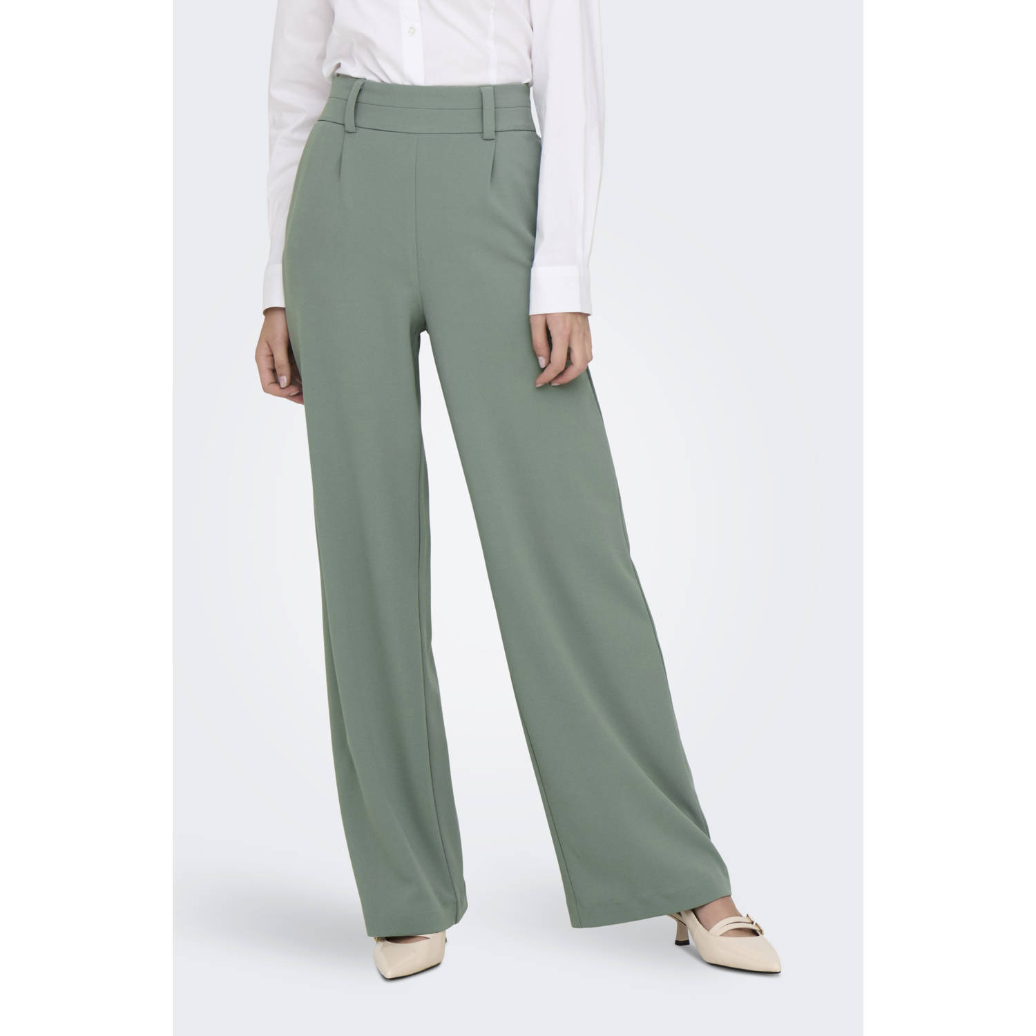ONLY straight high waist casual broek kaki