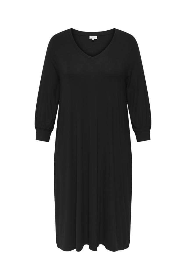 ONLY CARMAKOMA midi jurk zwart wehkamp