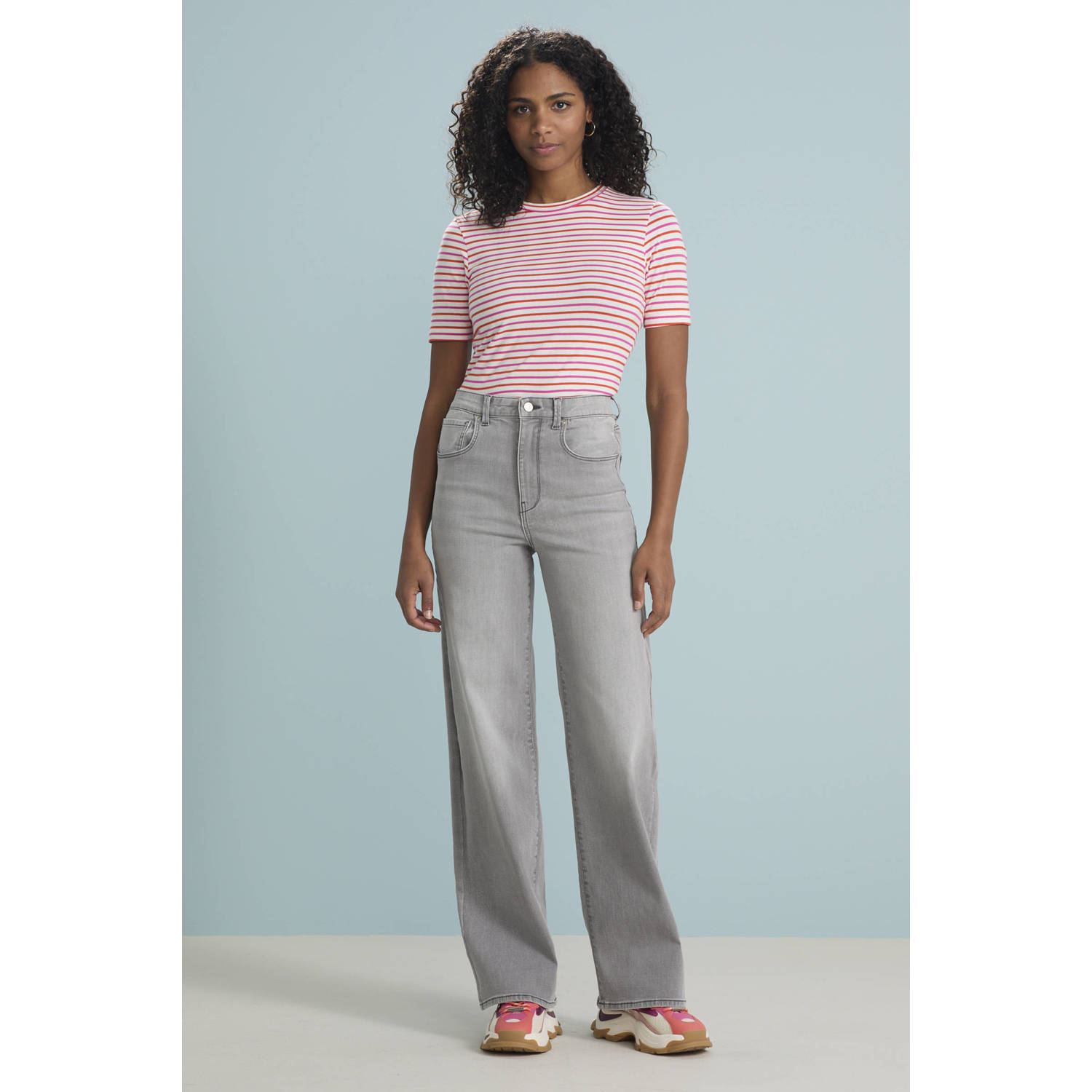 ONLY high waist wide leg jeans grey denim