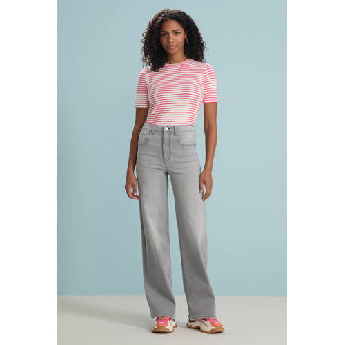 ONLY high waist wide leg jeans grey denim afbeelding