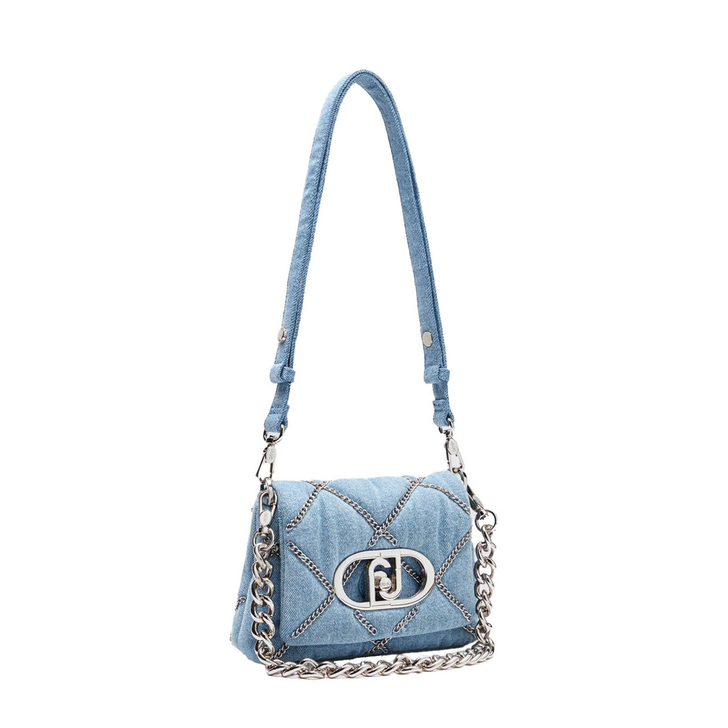 Liu Jo denim crossbody tas Lapuffy blauw