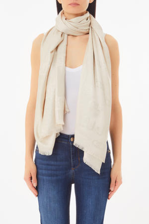 sjaal met glitters beige/goudkleurig