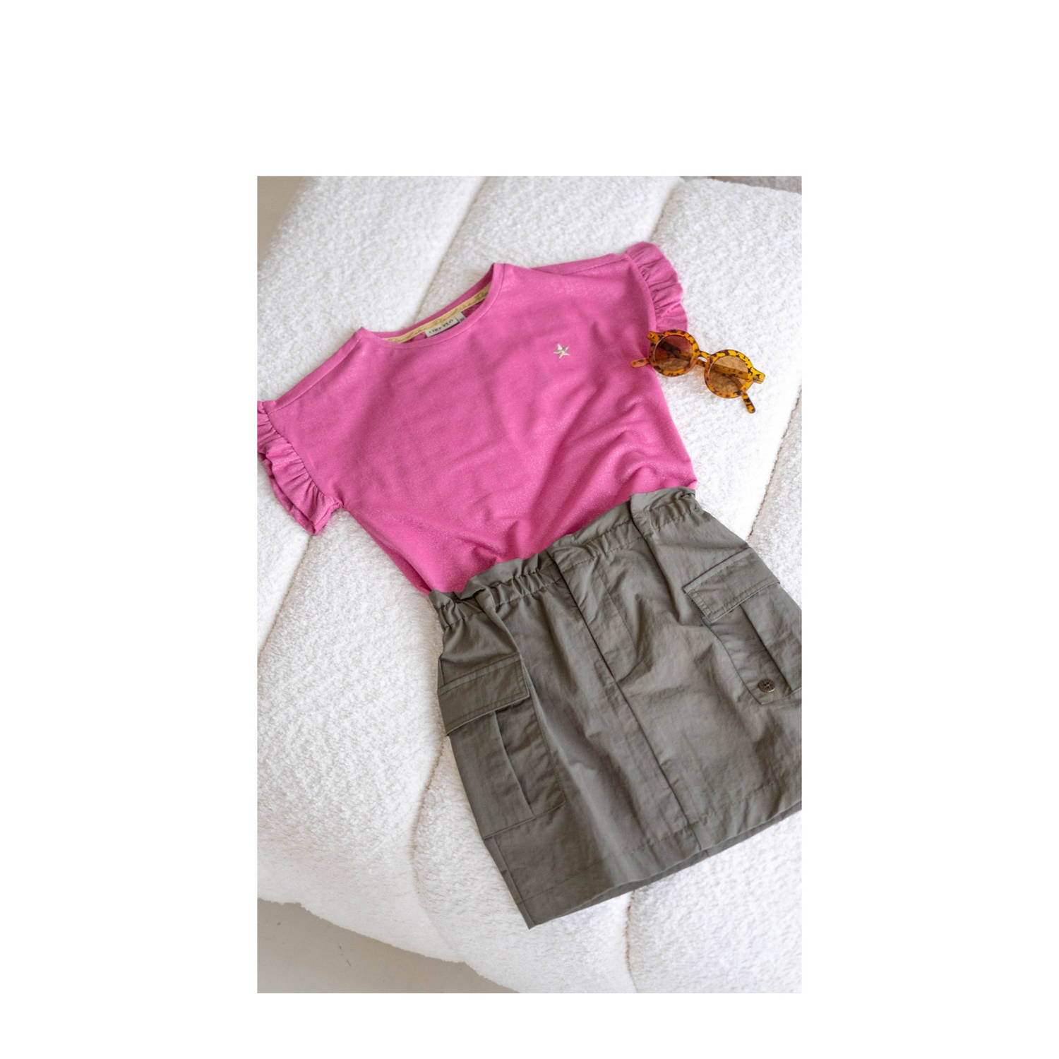 Like Flo T-shirt fuchsia met glitter
