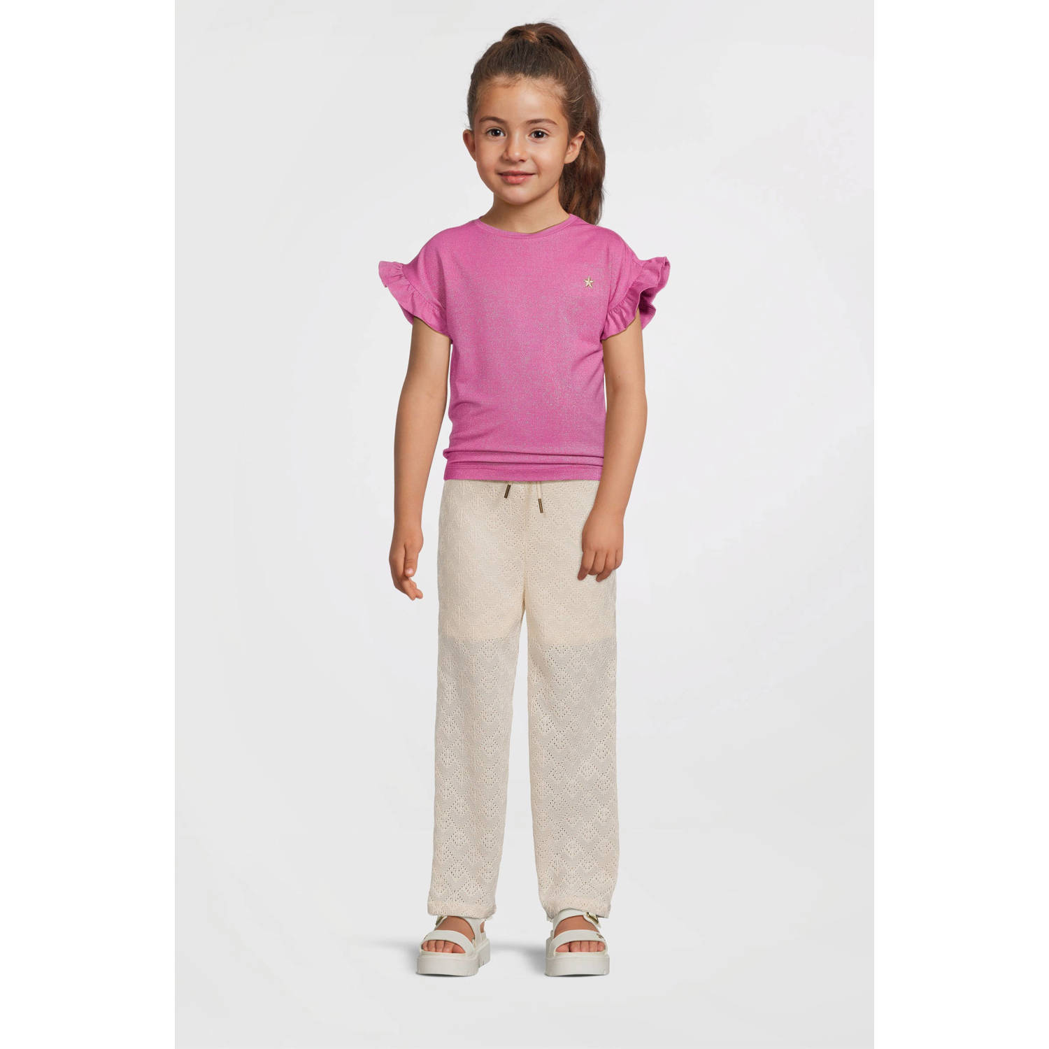 Like Flo T-shirt fuchsia met glitter