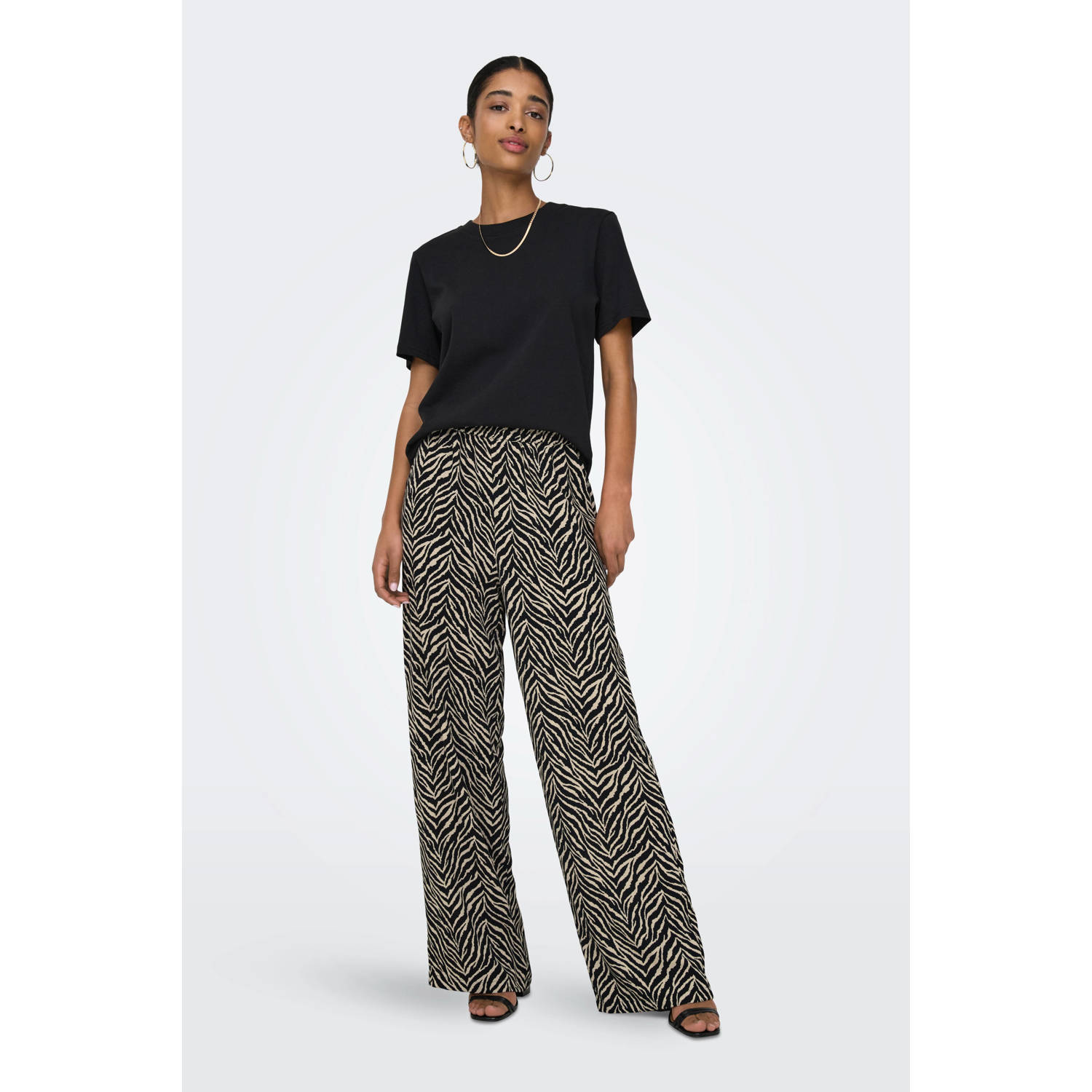 ONLY relaxed regular waist casual broek zwart