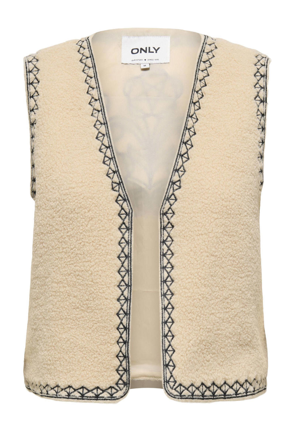 Beige dames ONLY gilet met effen en sjaalkraag