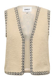 thumbnail: Beige dames ONLY gilet met effen en sjaalkraag