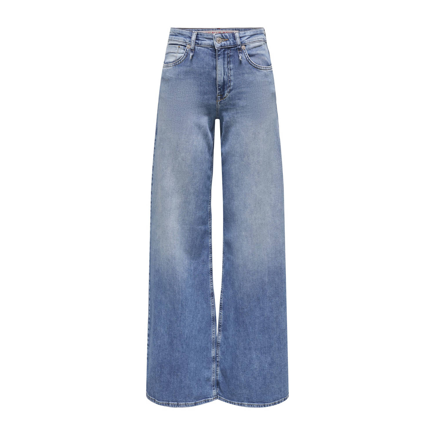 ONLY regular waist wide leg jeans medium blue denim