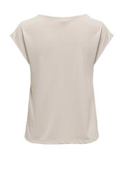 thumbnail: Lichtgrijze dames ONLY T-shirt van modal met effen, korte mouwen en V-hals