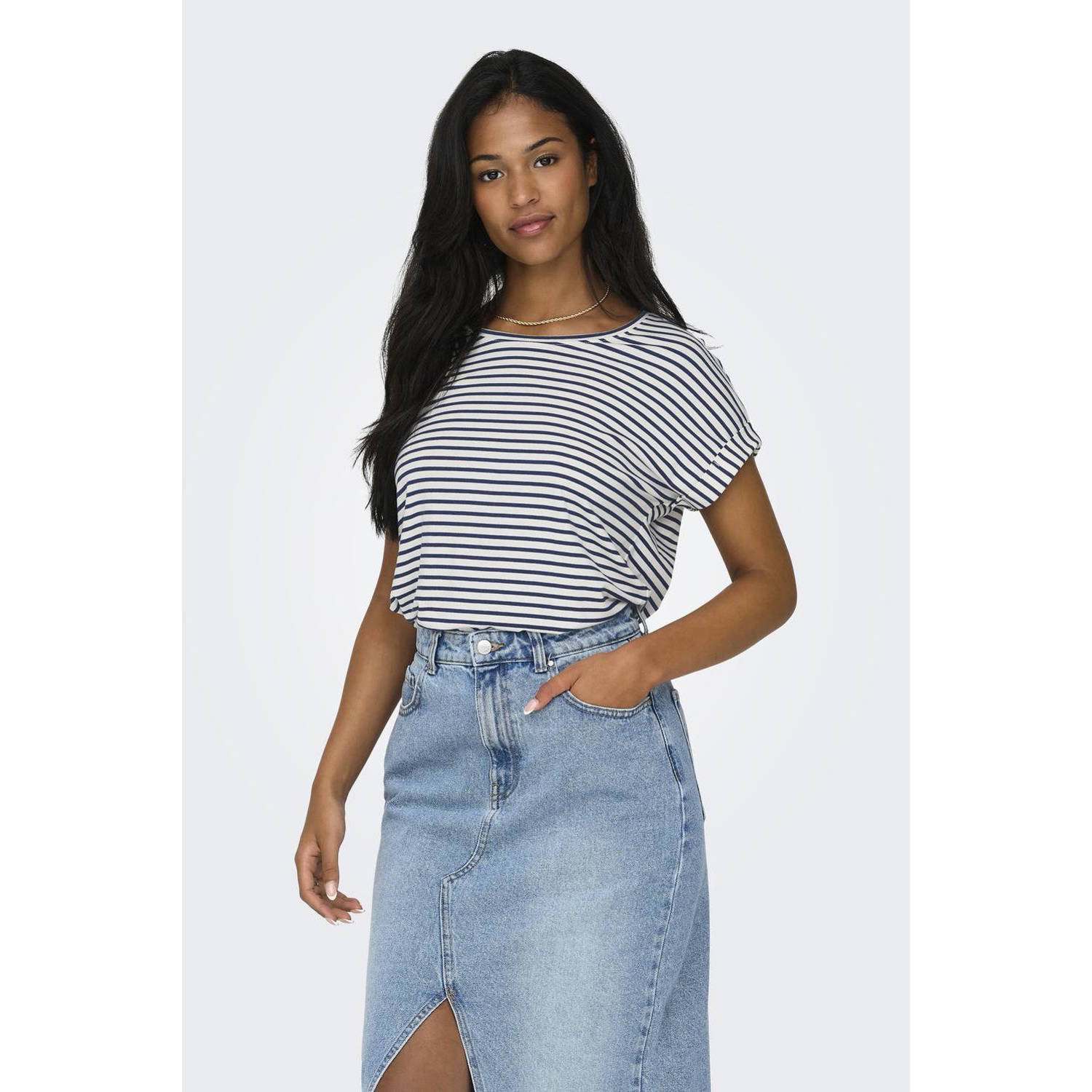Only T-shirt ONLMOSTER STRIPE S S O-NECK TOP JRS NOOS